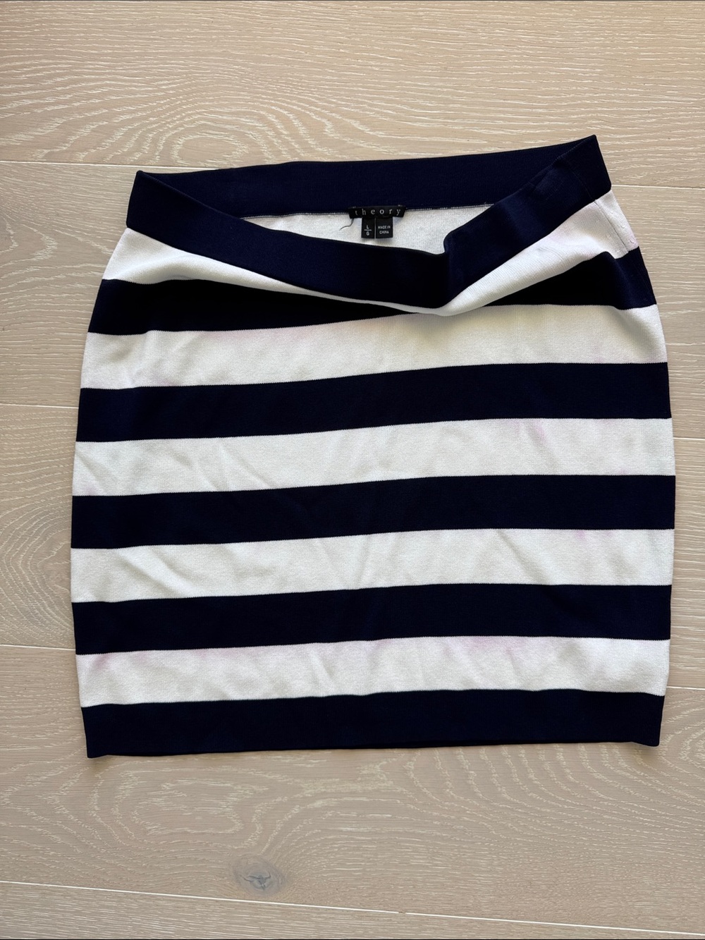 Theory Navy and White Striped Mini Skirt